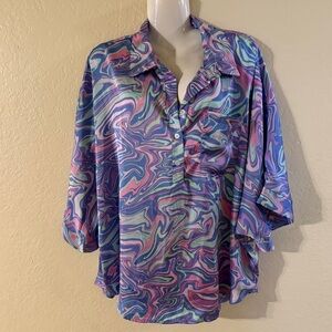 Boutique Colorful Swirl Pattern Blouse